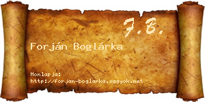 Forján Boglárka névjegykártya